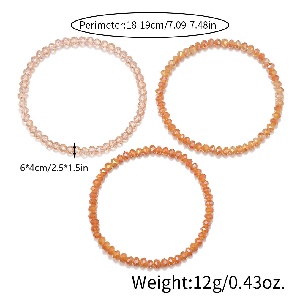 Minimalist Floral Cut Crystal Glass Beaded Stretch Bracelet Set for Unisex