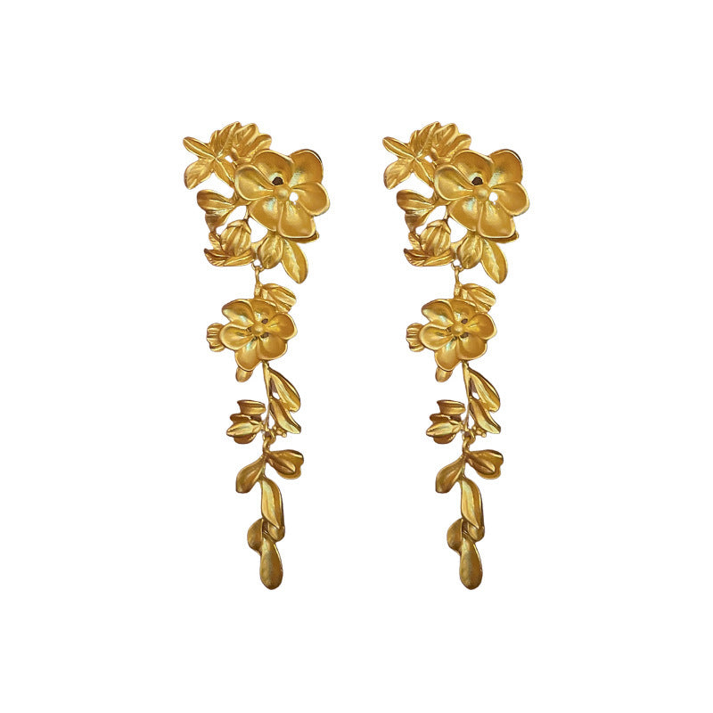 Pendientes Chic de Borla Floral para Mujer con Postes de Plata de Ley 925 y Base de Cobre Bañado