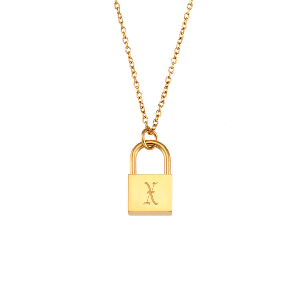 Fashionable Minimalist Stainless Steel Letter Pendant Necklace with Plated Finish for Women