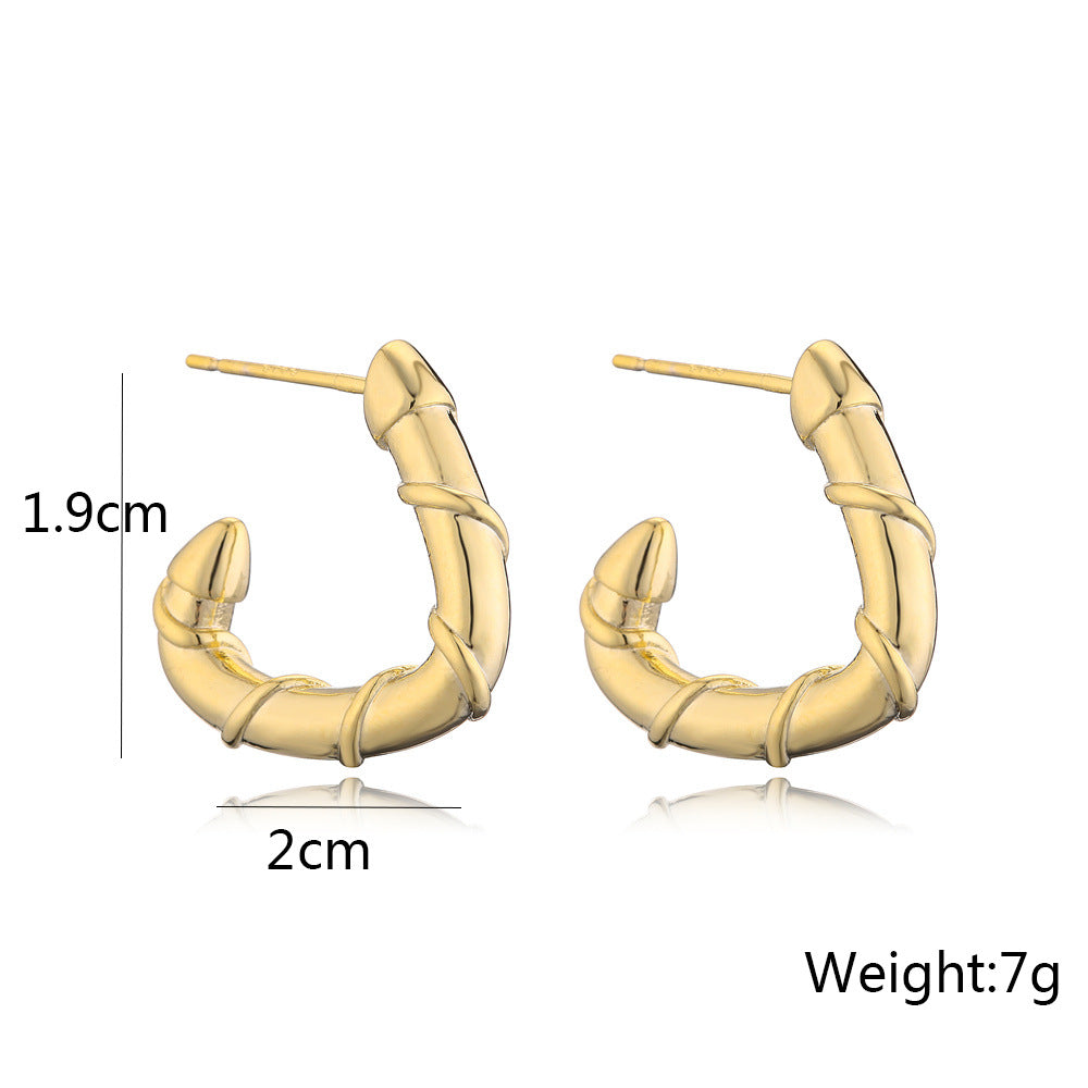 14K Gold Plated Geometric Brass Earrings with 925 Sterling Silver Posts for Women