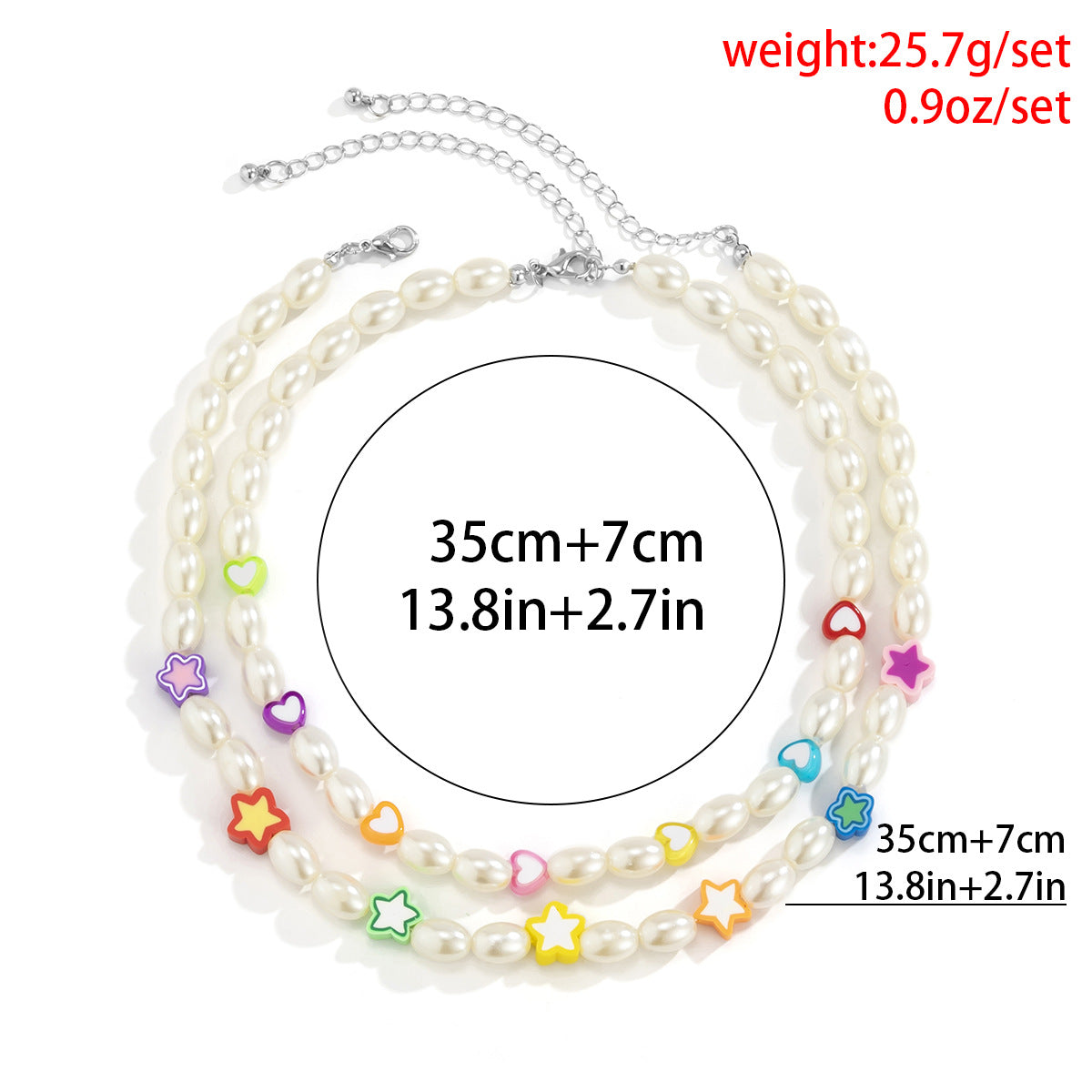 Vintage Bohemian Punk Geometric Star Acrylic Pearl Beaded Snake Chain Necklace for Women
