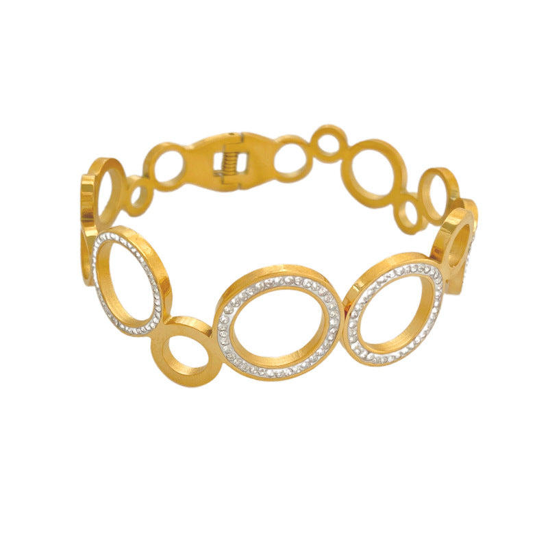 Vintage Geometric Oval Titanium Steel Plated Bracelet for Women