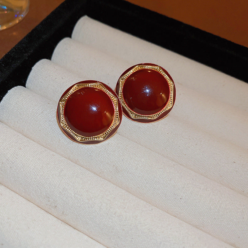 Elegant Geometric Earrings for Women with Enamel Finish in Copper and Stainless Steel Studs