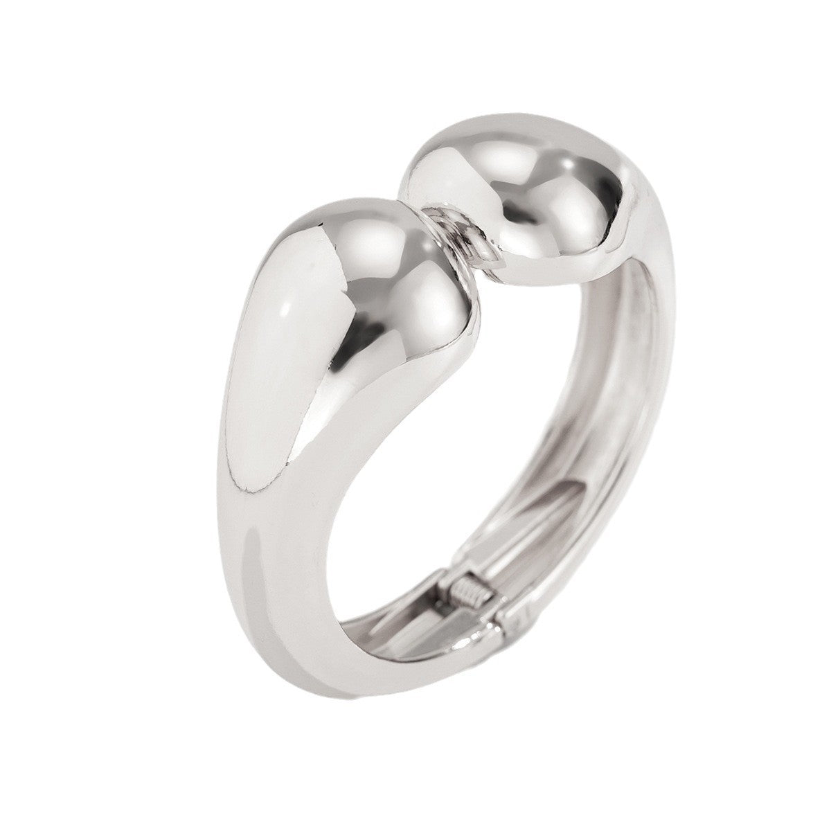 Heavy-Duty Polished Double Teardrop Oval Alloy Bracelet Set