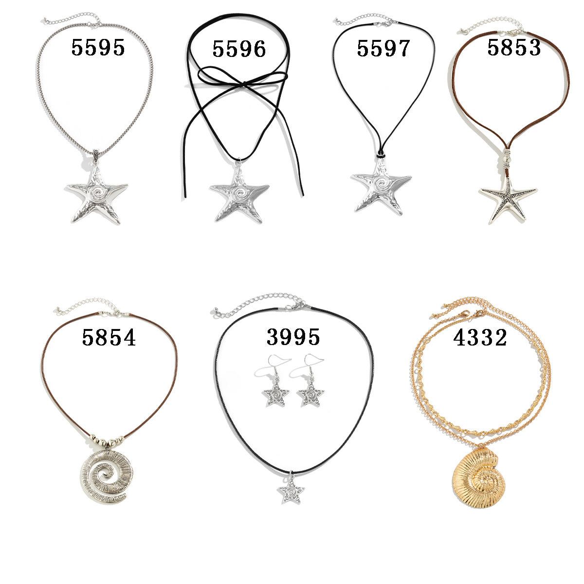Collana pendente con stella a cinque punte irregolare ispirata all'oceano, dolce e audace, in lega con finitura galvanica