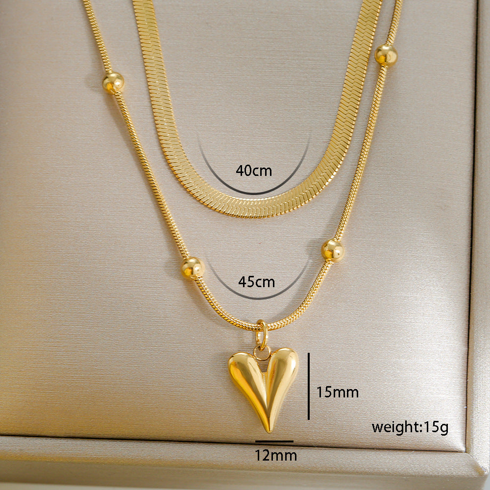 Collana corta a strati in acciaio inossidabile placcato con ciondolo a rosa floreale minimalista da donna con catena a lama
