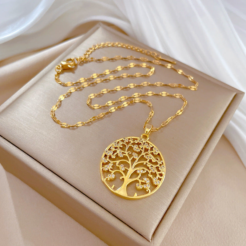 Geometric Luxury Plated Stainless Steel Necklace for Women with Titanium Steel Chain
