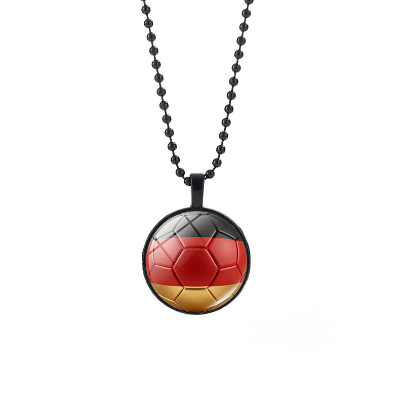 Collana Unisex Casual con Pendente Rotondo Geometrico di Cristallo e Catena a Sfera Placcata in Lega