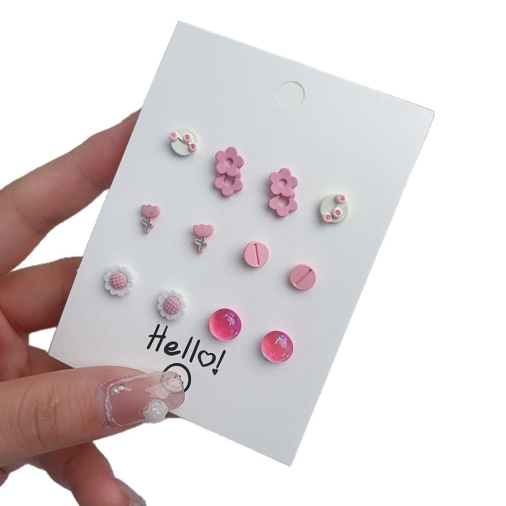Sweet Ceramic Fruit Heart Butterfly Stud Earrings with Stainless Steel Posts