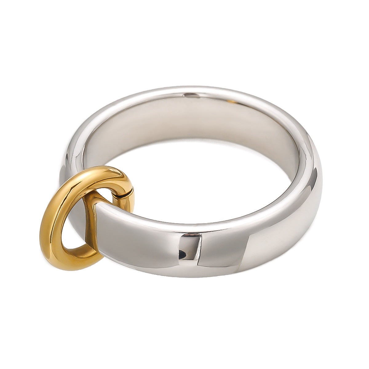 Anello Geometrico in Acciaio Inossidabile con Finitura Placcata per Donne, Gioielli in Acciaio al Titanio alla Moda e Resistenti all'Ossidazione