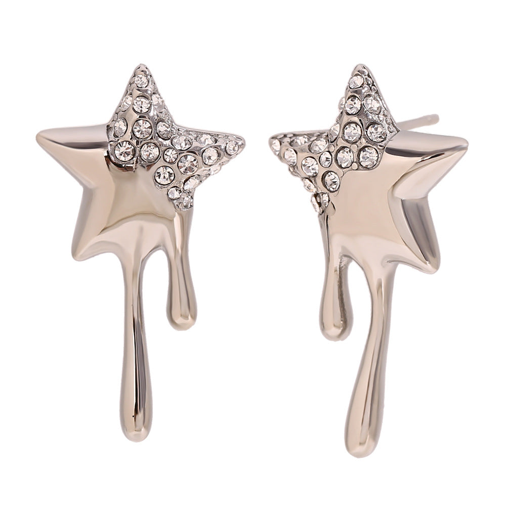 Orecchini a perno geometrici irregolari da donna in stile francese vintage, realizzati in acciaio inossidabile con placcatura in oro 18 carati
