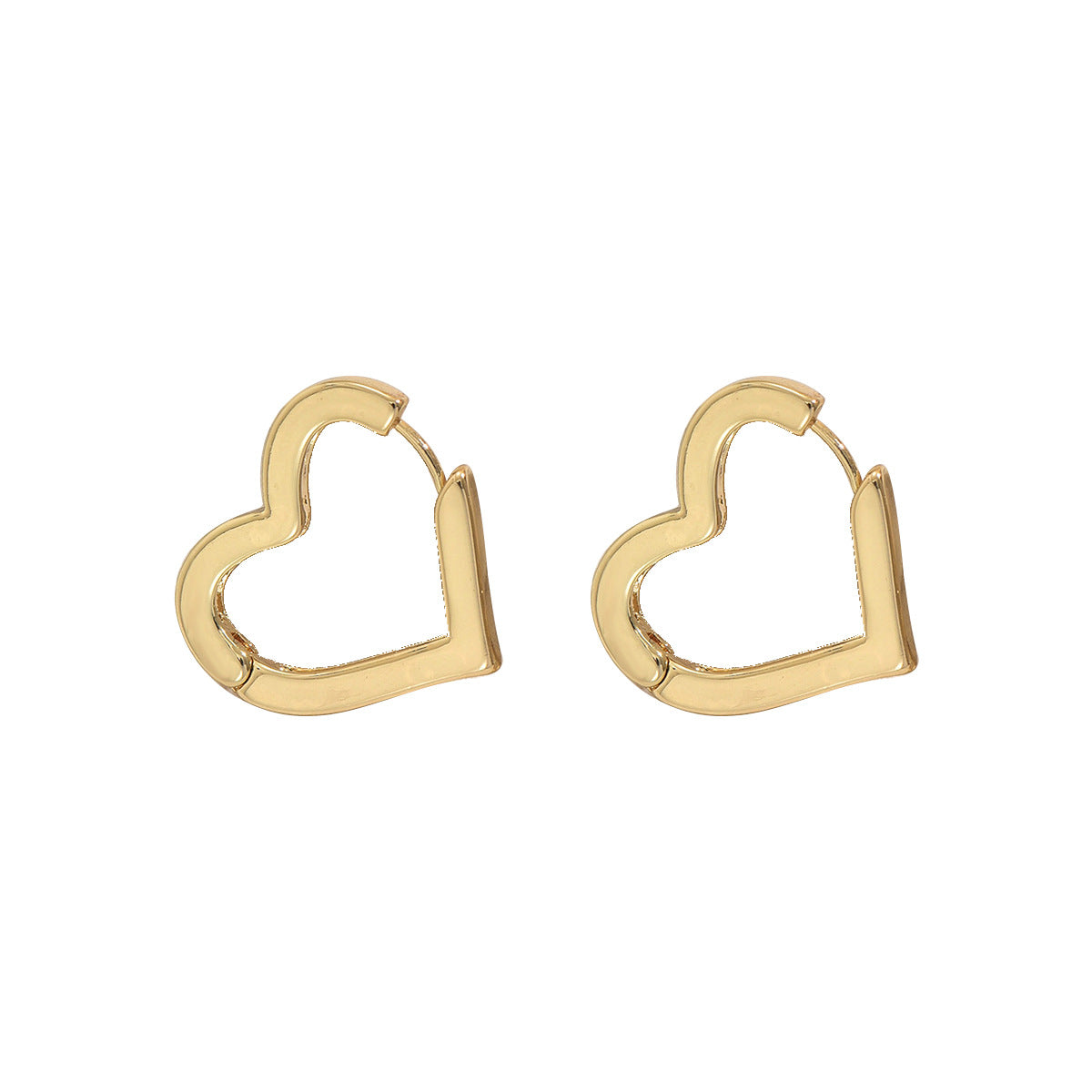 Pendientes de tuerca de aleación de zinc con forma de corazón geométrico minimalista para mujer con acabado chapado
