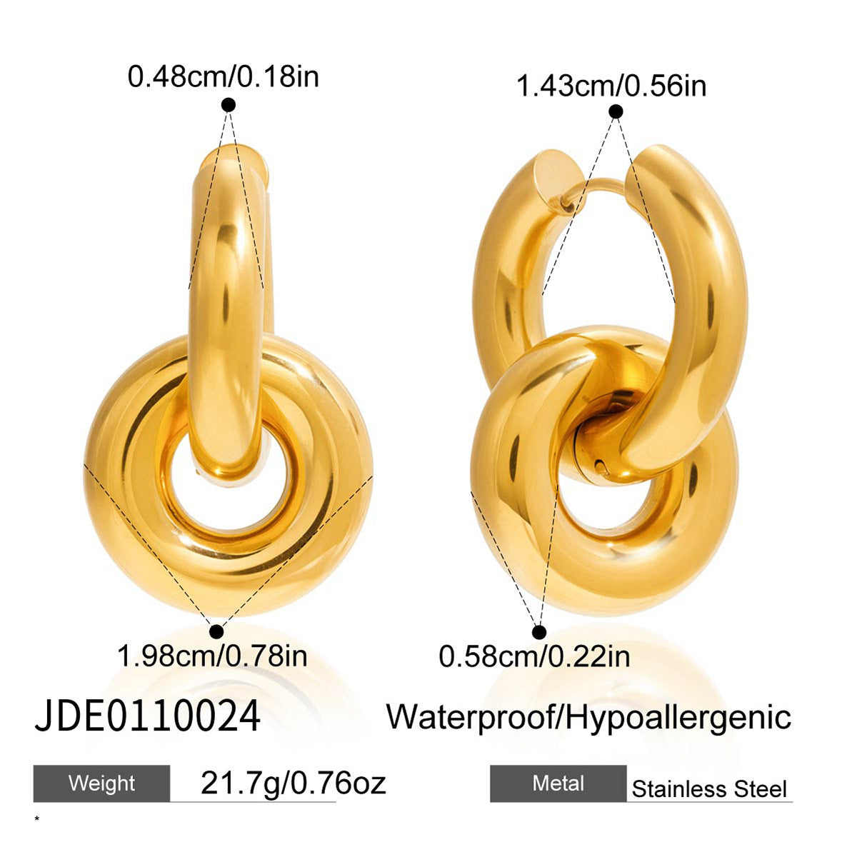 Orecchini a Cerchio Geometrici in Acciaio Inossidabile con Finitura Placcata da Donna Stile Lusso Minimalista