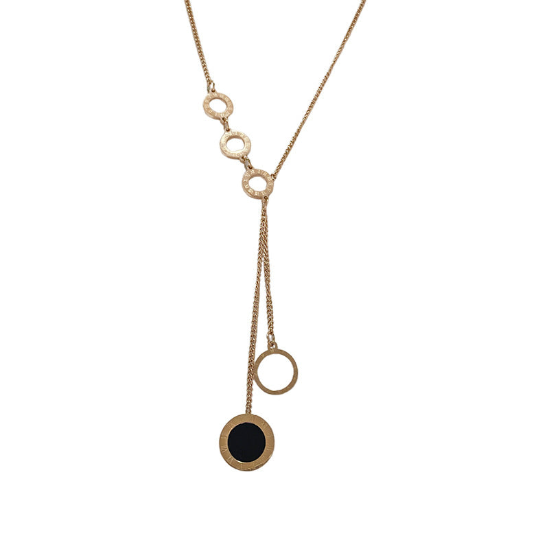 Luxury Gold Plated Titanium Steel Tassel Necklace for Unisex