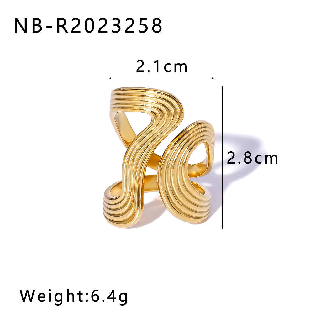 Minimalist Star-Shaped Geometric Stainless Steel Ring with 18K Gold Plating and Shell-Inspired Texture for Women