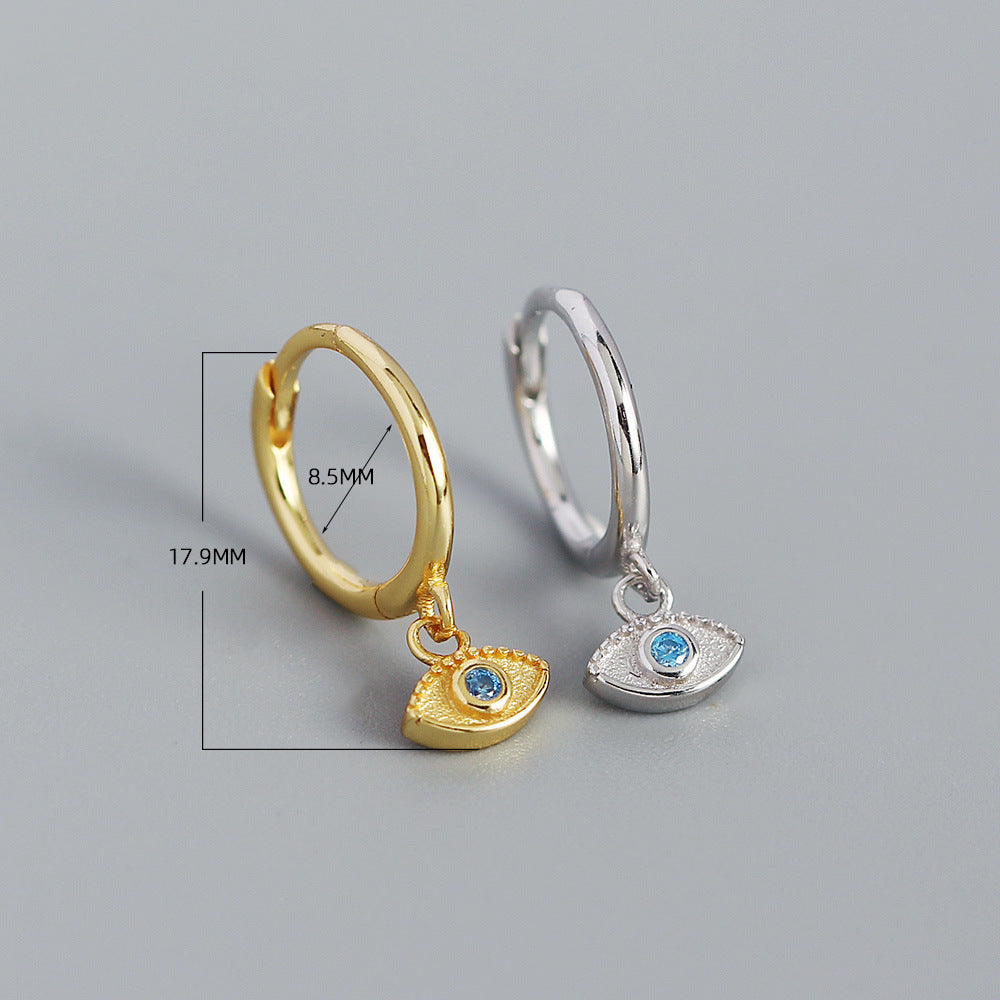 Orecchini a perno con strass intarsiati a occhio quadrato geometrico in argento sterling 925 Sweet Streetwear