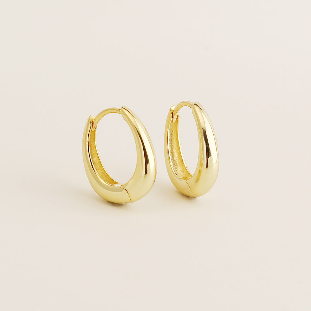 Pendientes de aro geométricos minimalistas de plata de ley 925 con acabado cepillado y pulido para mujer