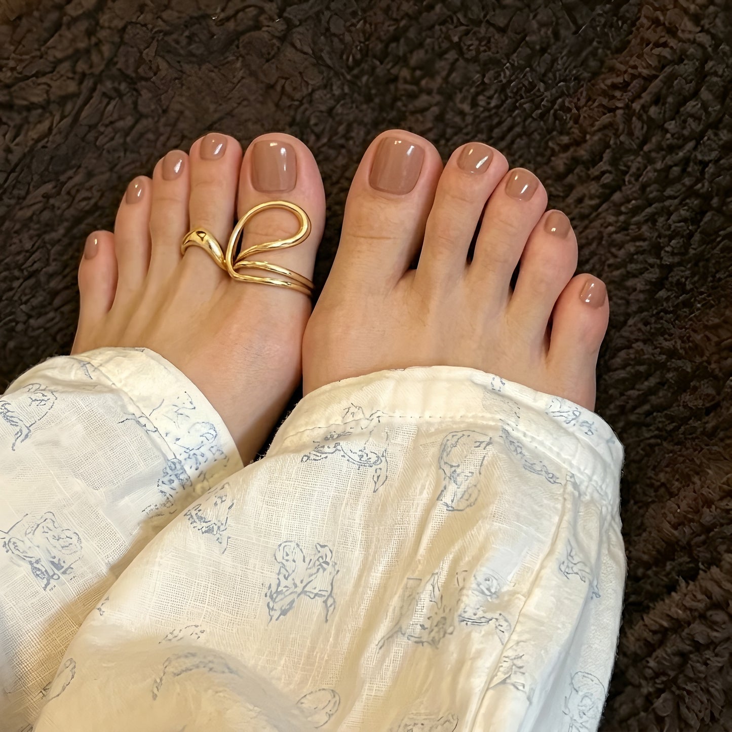 Geometric Hollow Polished Alloy Toe Ring Set for Women