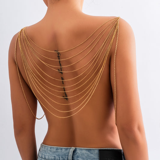 Minimalist U-Shaped Fringe Body Chain for Women with Plated Copper and Iron Snake Chain