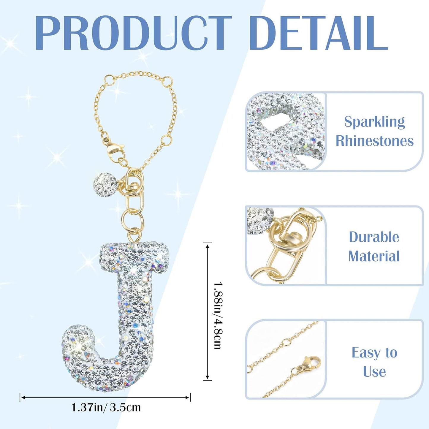 Rhinestone Inlaid Letter Resin Charm Bar