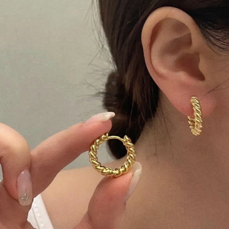 Orecchini a Cerchio Minimalisti Geometrici da Donna in Acciaio Inox con Finitura Placcata
