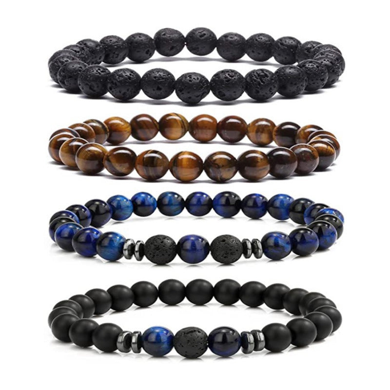 Minimalist Round Agate Geometric Bracelet Set Unisex