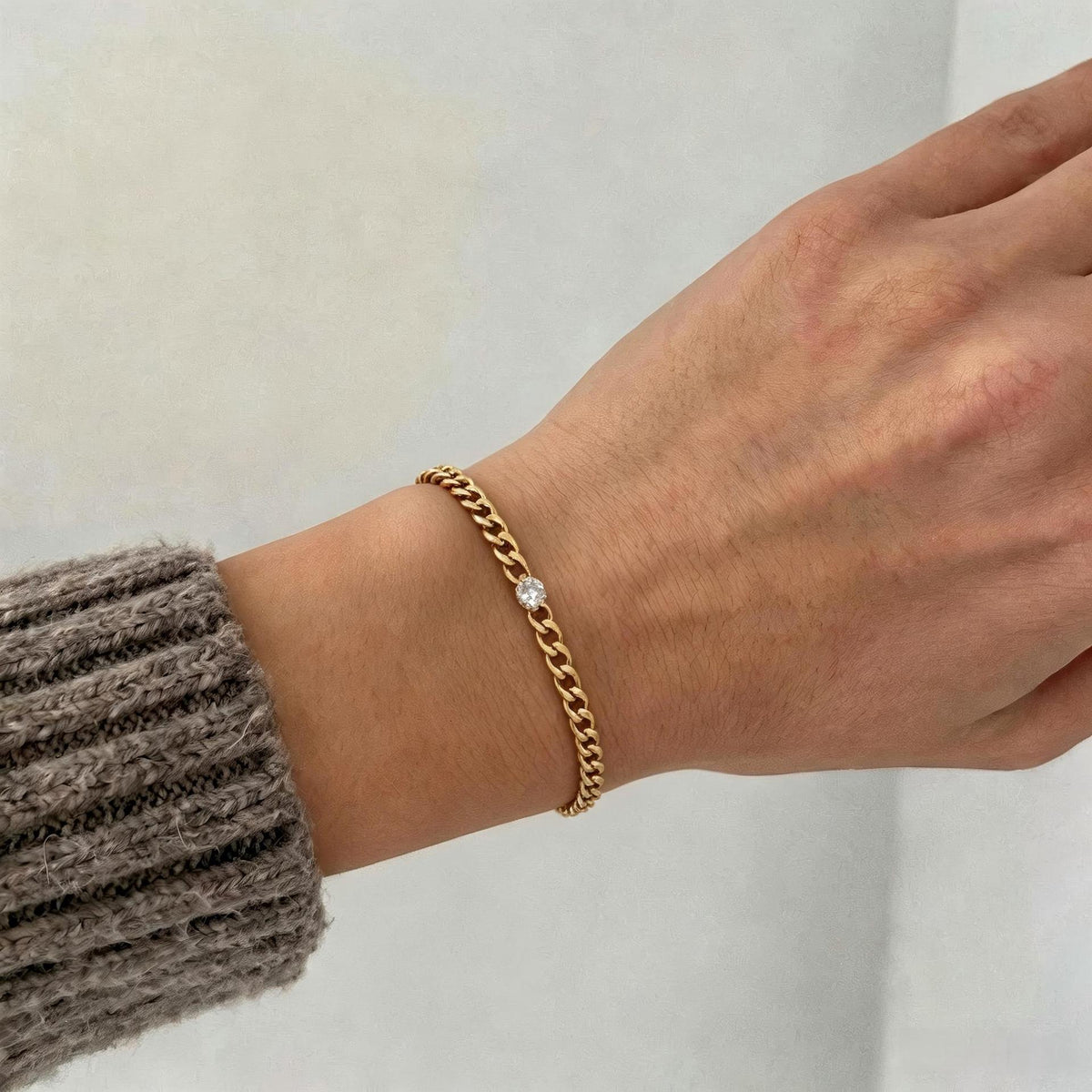 Elegant Geometric Teardrop Rhinestone PVD Stainless Steel Bracelet for Women