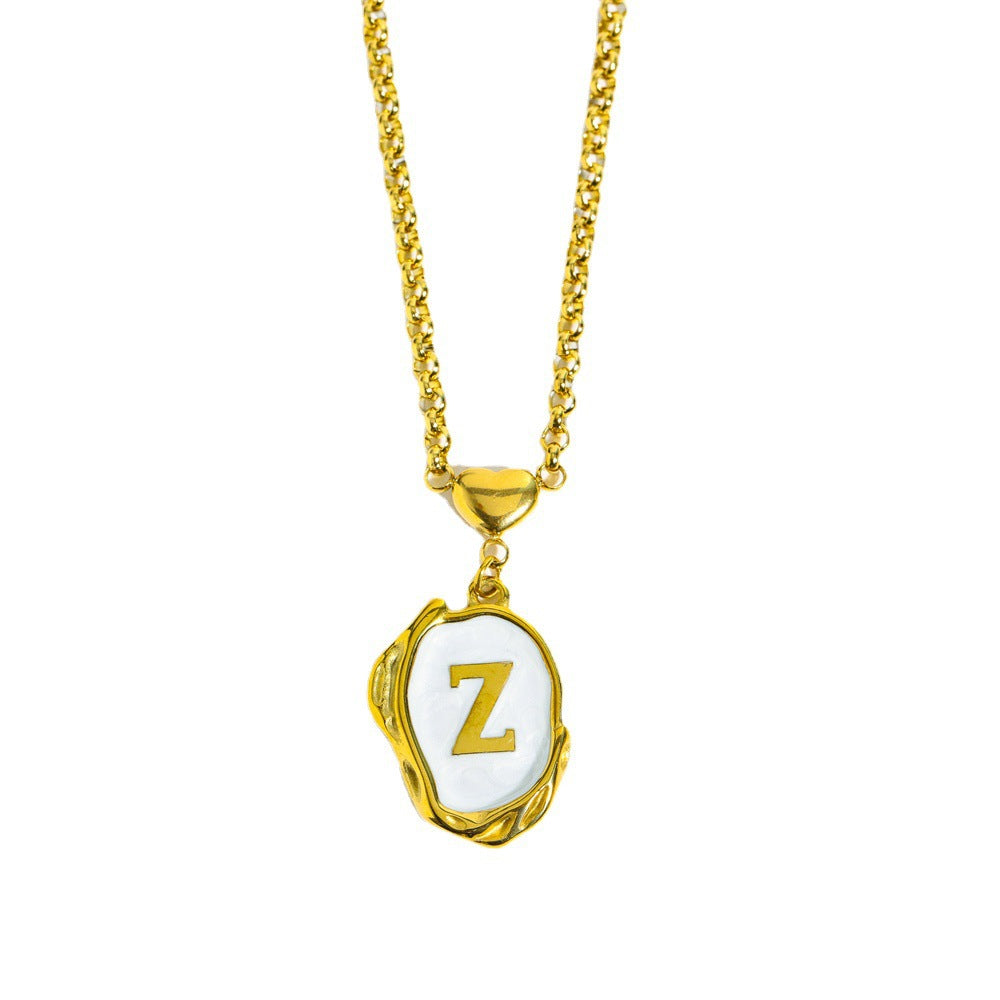 Collana Minimalista in Acciaio Inossidabile a Forma di Lettera con Placcatura in Oro 18K e Catena a O per Uomo e Donna