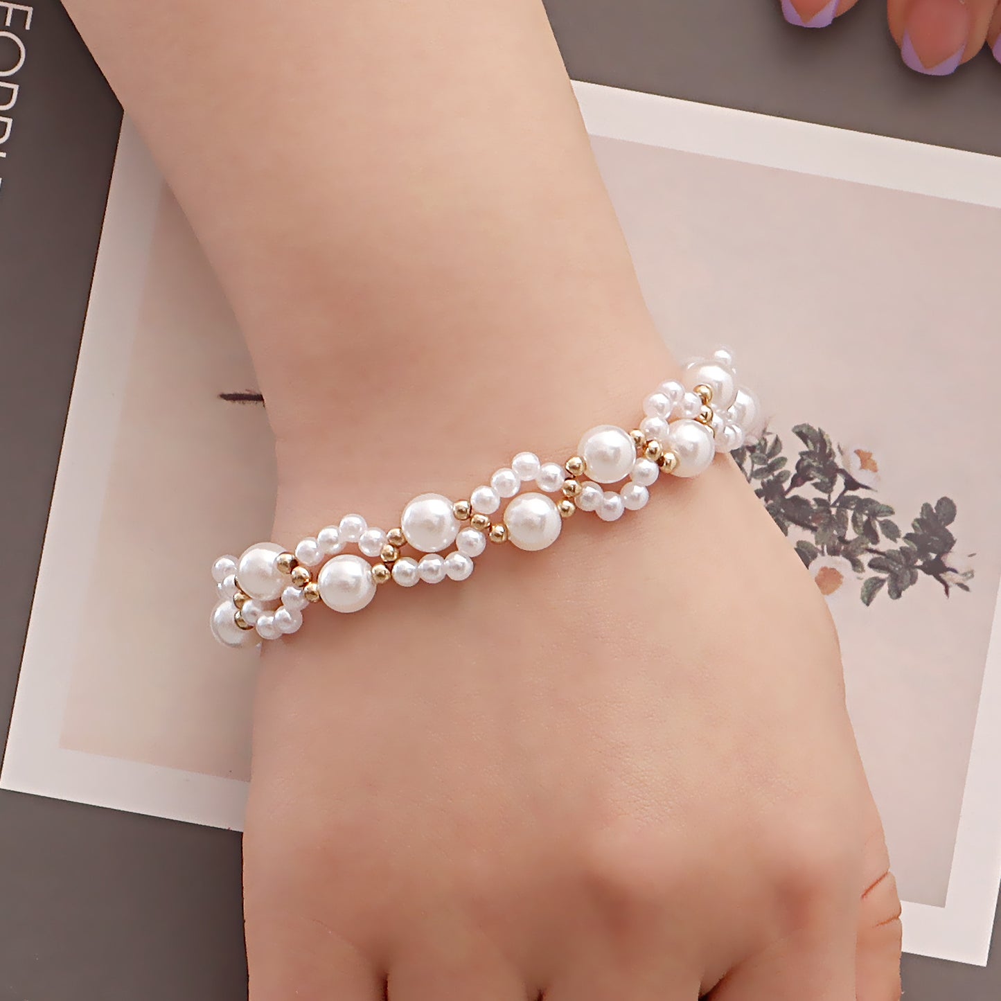 Conjunto de collar y pulsera de aleación geométrica con baño de metal para mujer