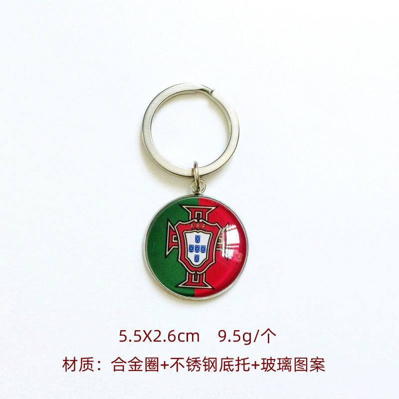 Sporty Round Stainless Steel Keychain National Football Team Souvenir Gift