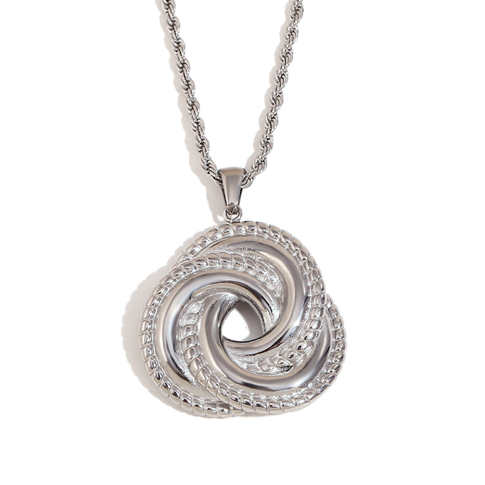 Fashionable Vintage Geometric Stainless Steel Necklace with 18K Gold Plated Circular Wrap Design for Women