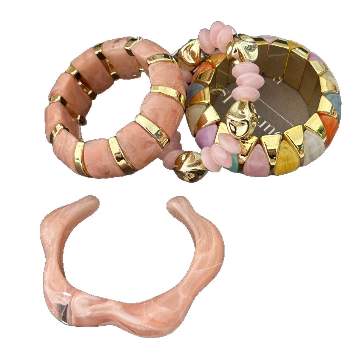 Geometric Plated Acrylic Wide Cuff Bracelet