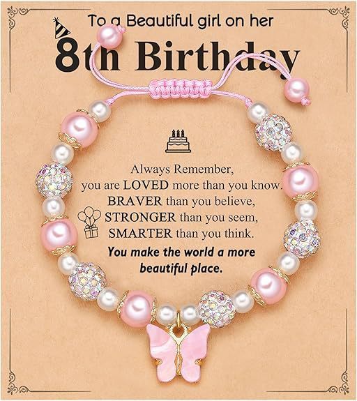 Sweet Pink Pearl Butterfly Letter Charm Bracelet for Women