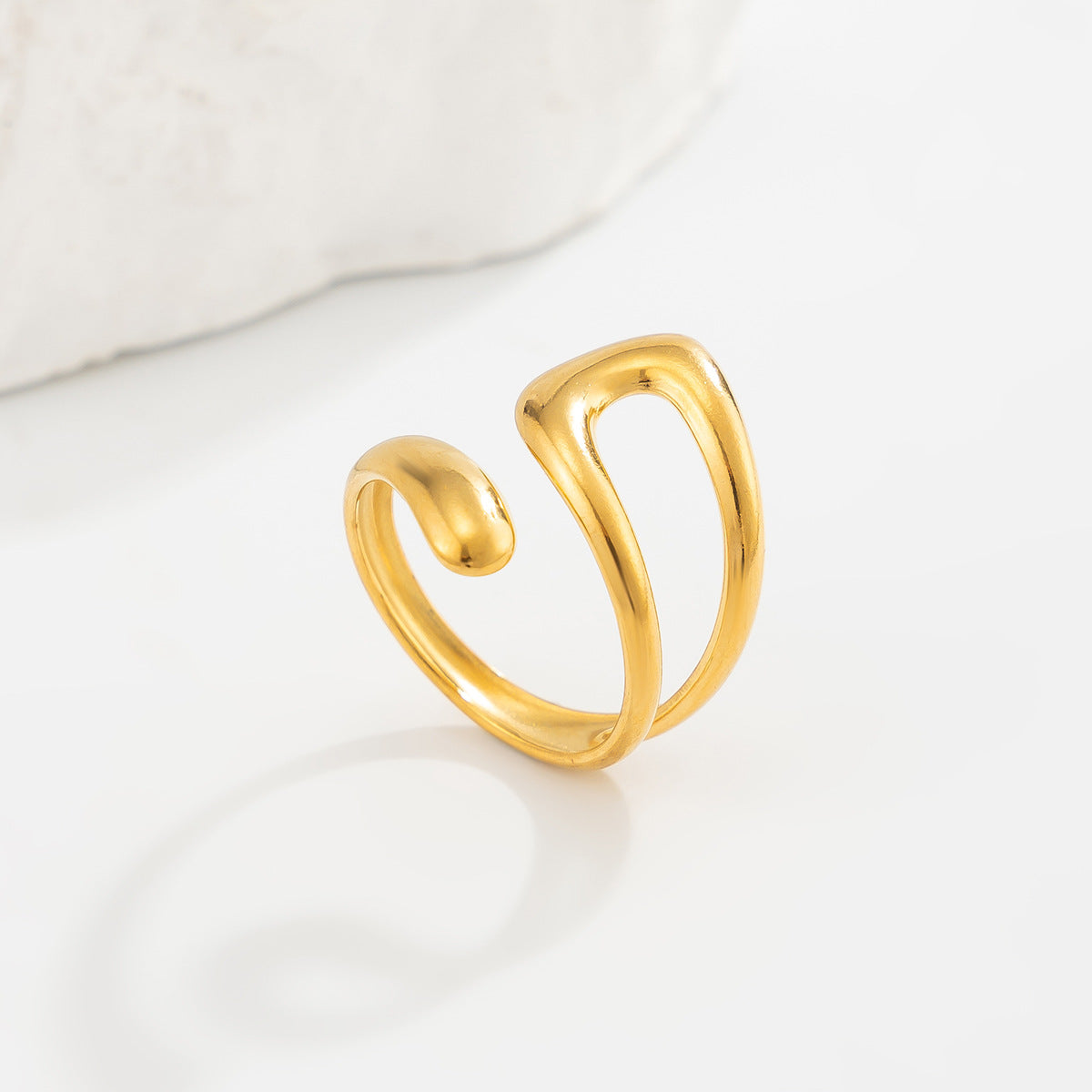 PVD 18K Gold Plated Stainless Steel Butterfly Geometric Open Ring for Women