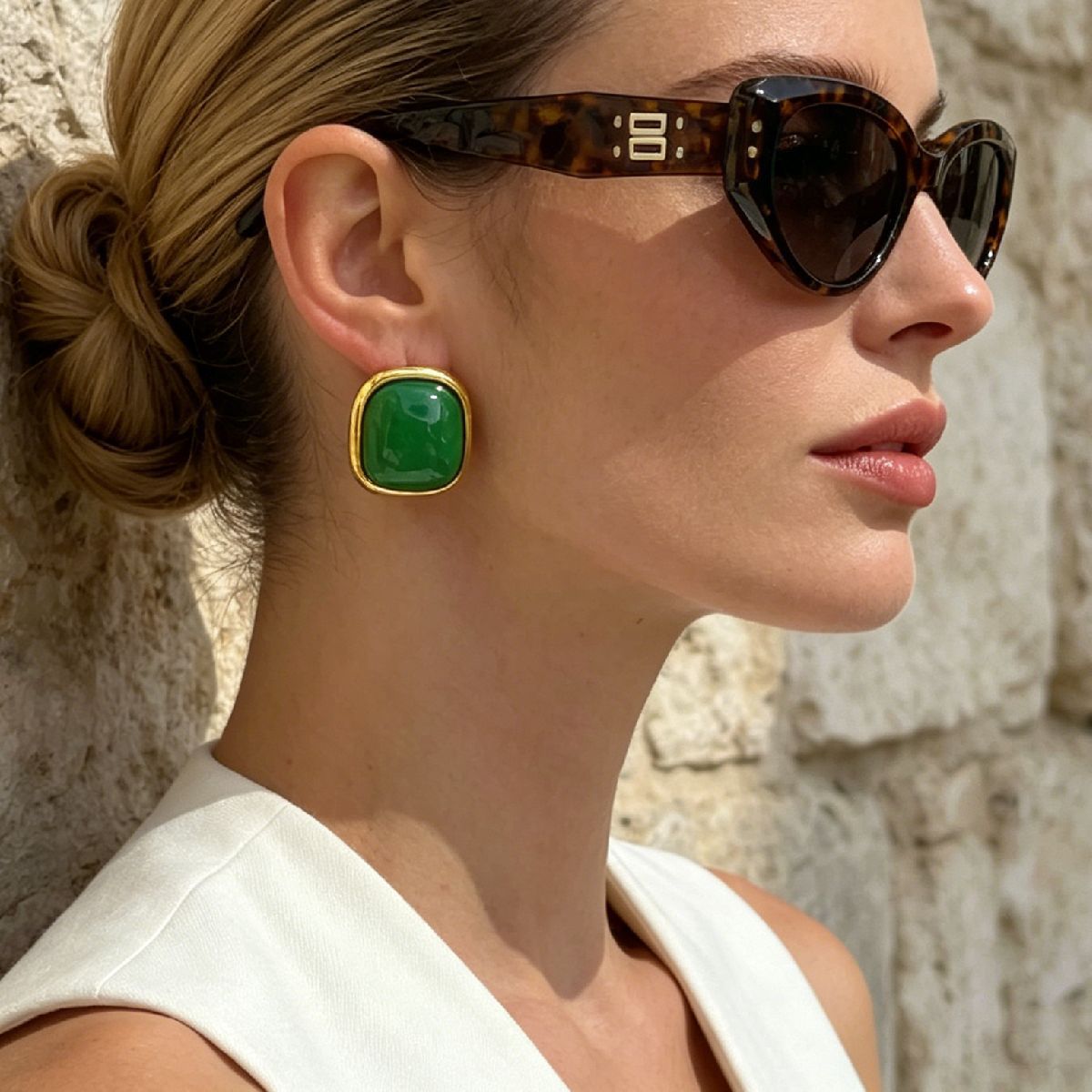 Minimalist Sweet Square Geometric Plated Stainless Steel Earrings for Women