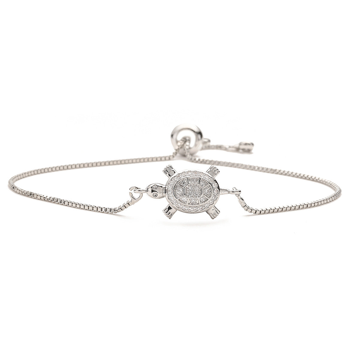 Minimalist 18K Gold Plated Brass Cubic Zirconia Animal Turtle Bracelet for Women
