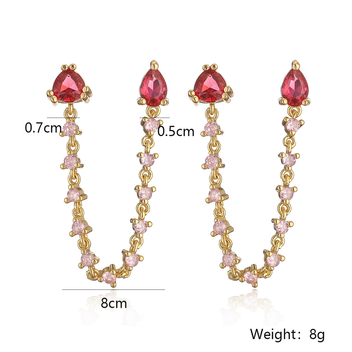 Minimalist Geometric Asymmetrical Tassel Earrings for Women in Brass with Real Gold Plating and Zircon