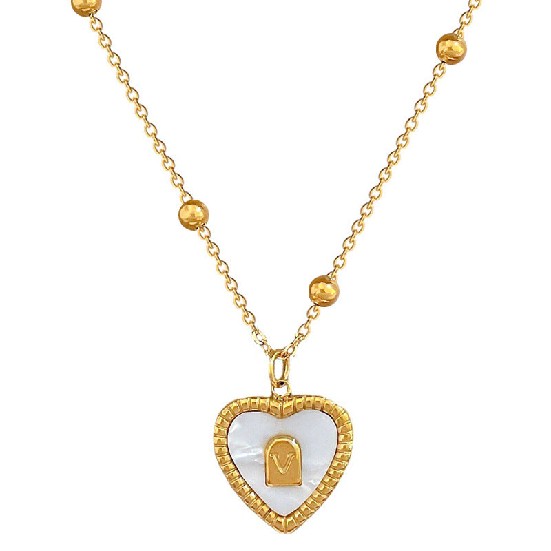 Collar Minimalista de Acero de Titanio en Forma de Corazón con Baño de Oro para Mujer y Hombre Cadena de Camafeo Accesorio de Moda