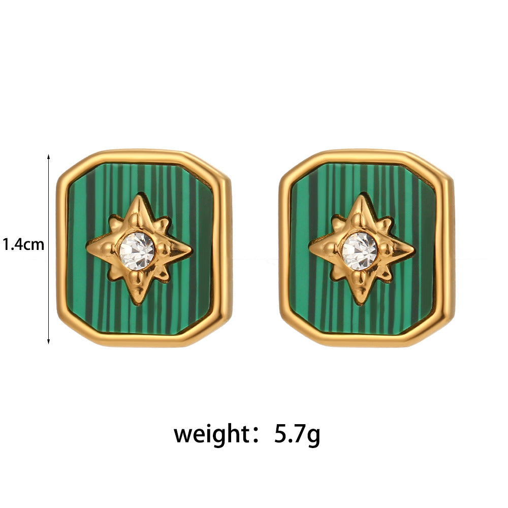 Vintage-Inspired Geometric Shell-Shaped Earrings in Stainless Steel with 18K Gold Plating for Women