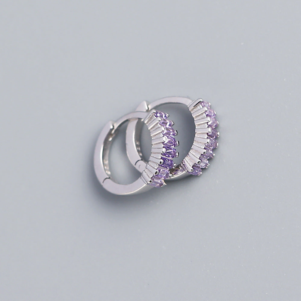 Pendientes de tuerca de plata esterlina 925 con incrustaciones geométricas de diamantes de imitación para hombres y mujeres unisex