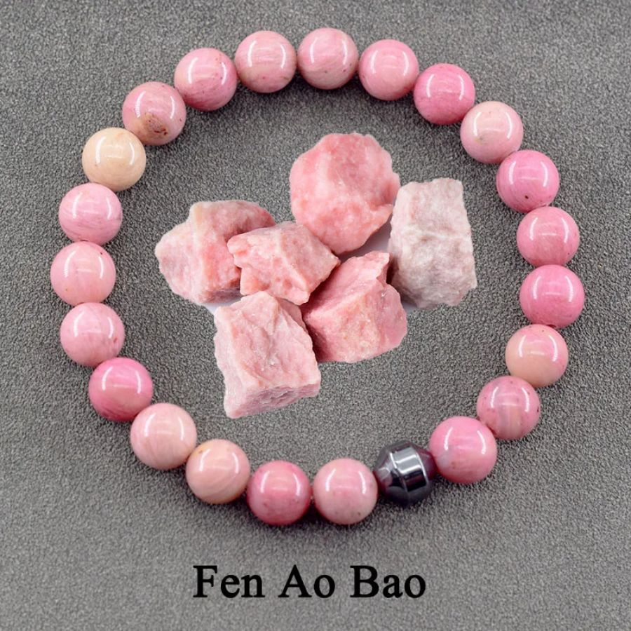 Geometric Agate Beaded Bracelet with Floral Pattern Unisex Natural Stone Jewelry