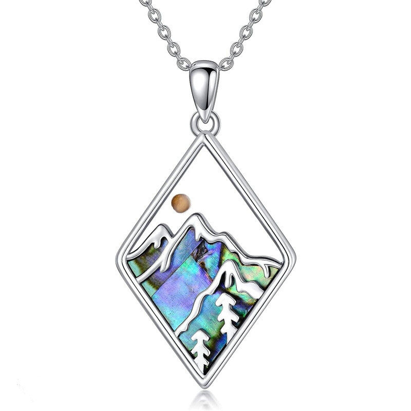 Minimalist Faith-Inspired Geometric Hill Mustard Seed Pendant Necklace in Stainless Steel with Polished Finish for Women