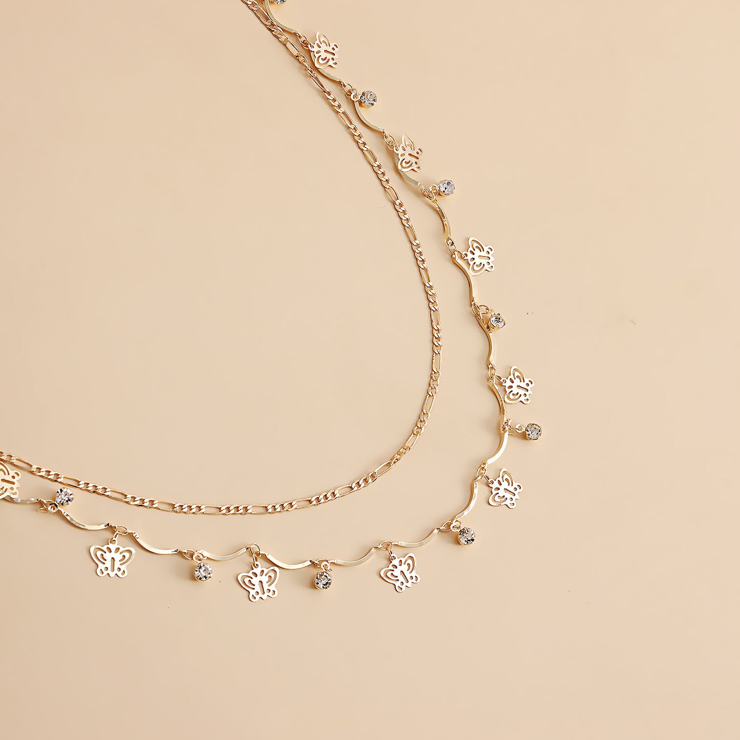Minimalist Butterfly Pendant Waist Chain for Women with Acrylic and Zircon Inlay on Metal Base, Punk Style Tassel Accent