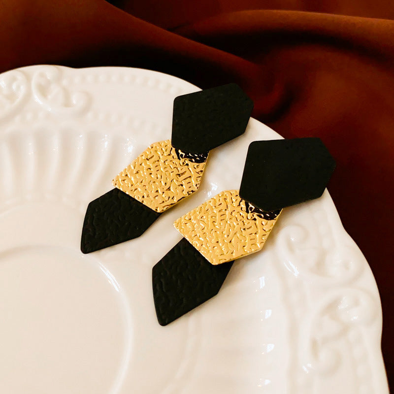 Vintage Geometric Earrings with Gold-Plated Copper Base and Stainless Steel Posts for Women