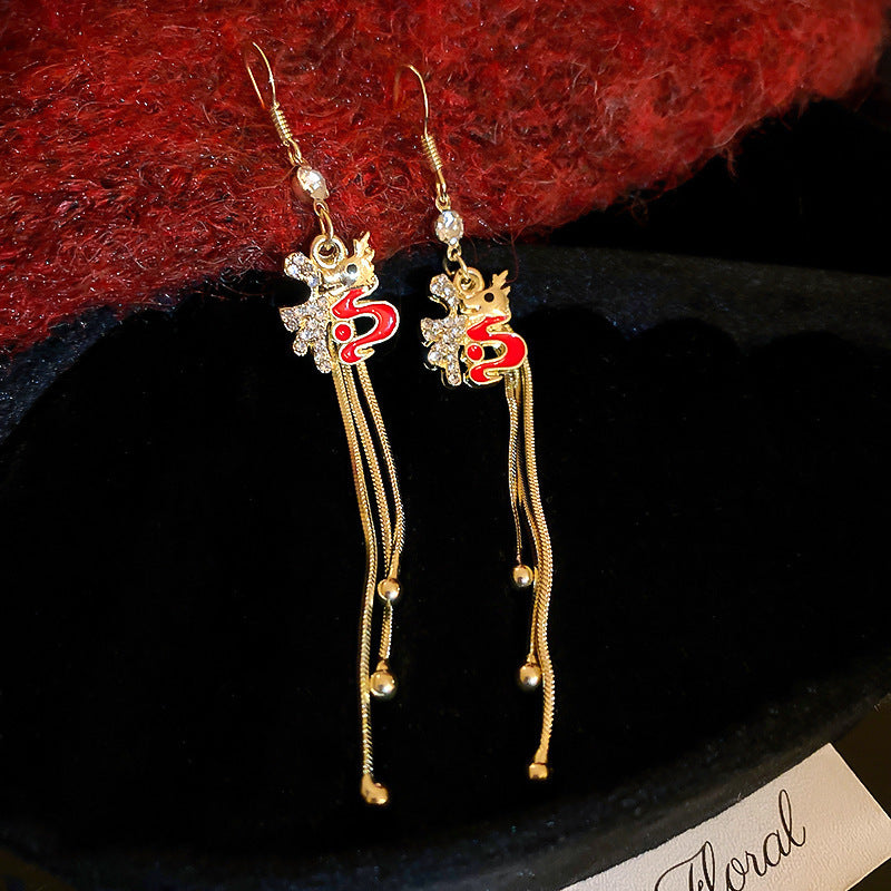 Fashionable Dragon-Shaped Zirconia Ear Cuffs for Women Stainless Steel Plated with Real Gold No-Piercing Ear Bone Clips