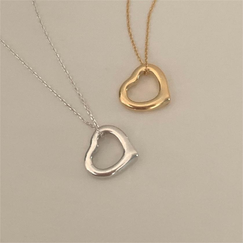 Minimalist Heart-Shaped 925 Sterling Silver Necklace with Rhodium Plating and Snake Chain for Women