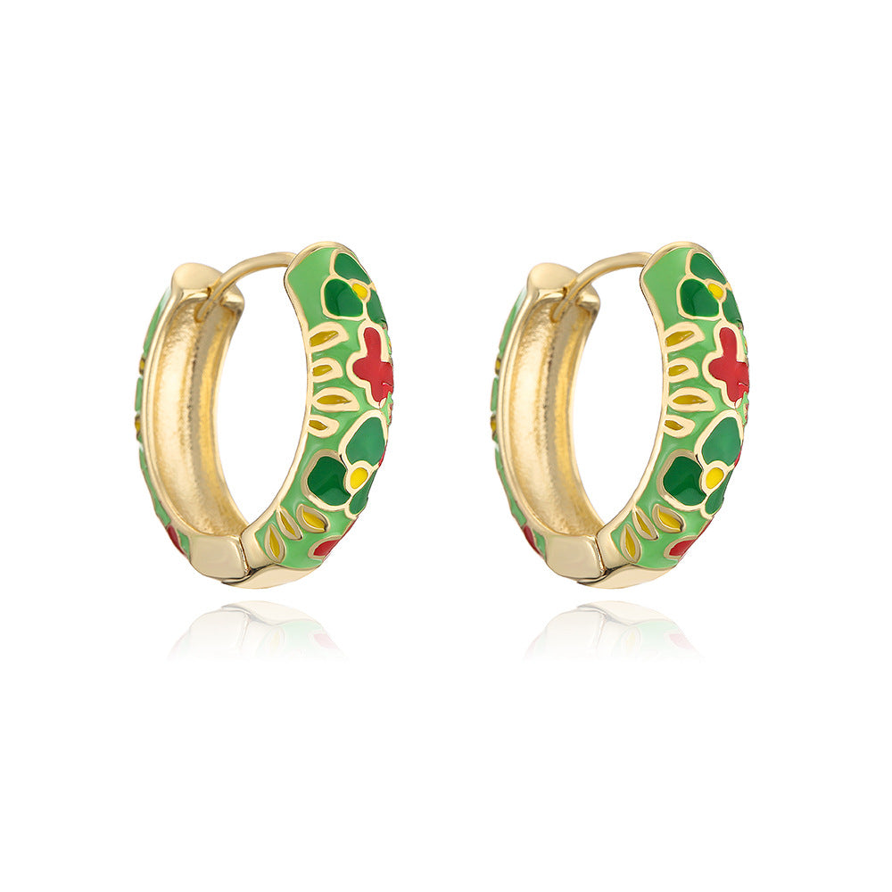 Minimalist Geometric Irregular Earrings for Women with Copper Base and 18K Gold Plating and Enamel Finish