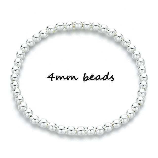 18K Gold Plated Hematite Round Beaded Stretch Bracelet for Women