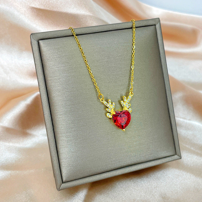 Minimalist Geometric Titanium Steel Necklace with Gold-Plated Copper Pendant and O-Chain for Women
