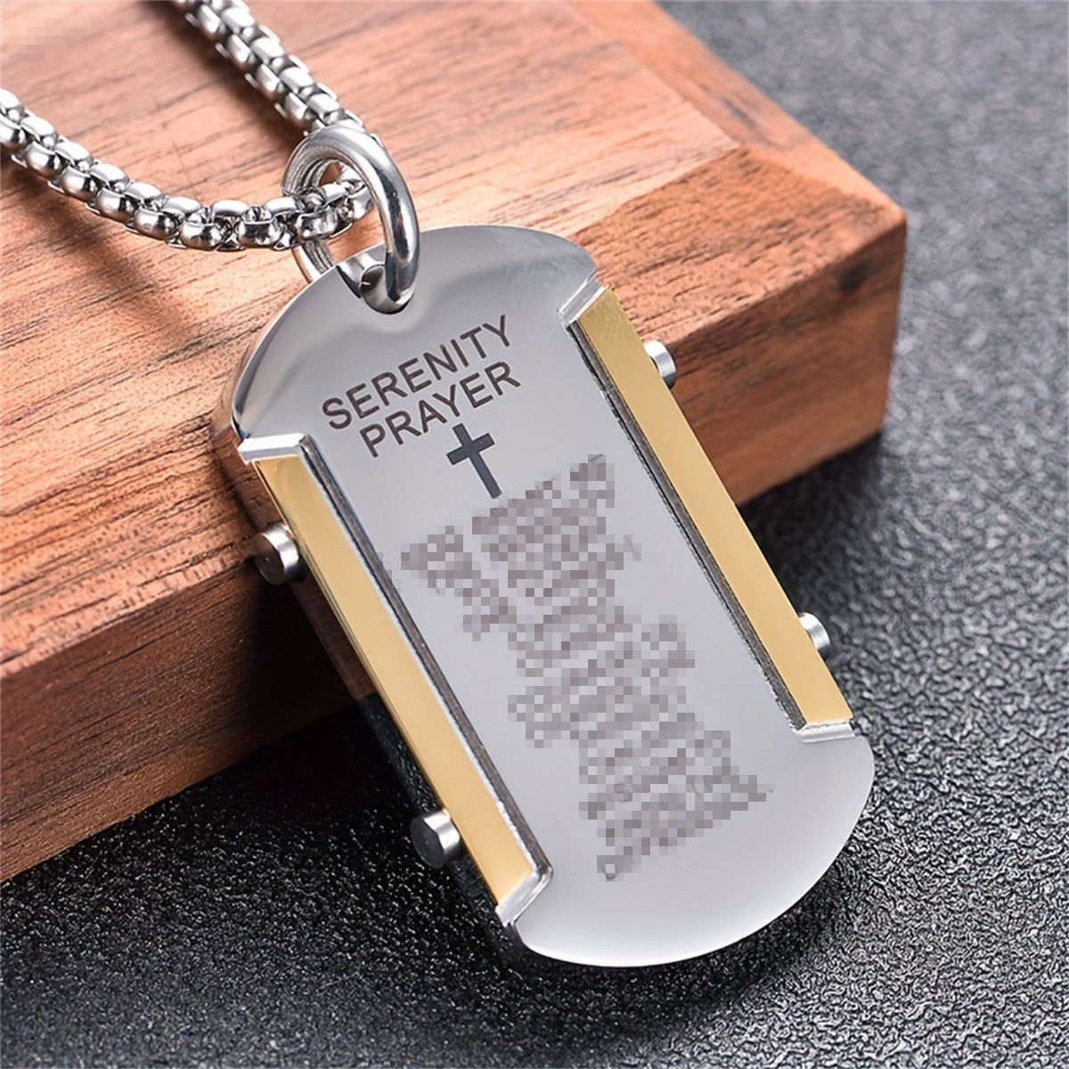 Punk Style Square Pendant Necklace in Stainless Steel with Titanium Steel Charm and Electroplated Finish for Men and Women